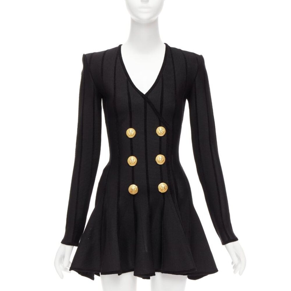 Balmain 2023 Striped Mesh Mini Dress